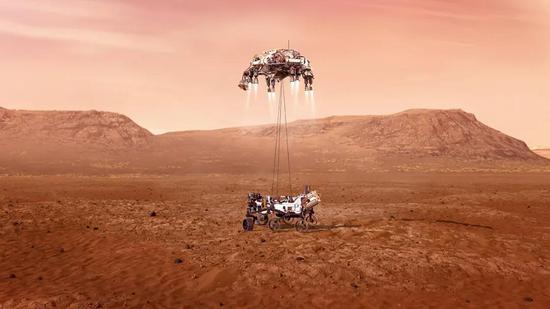 毅力号登陆火星想象图 图片来源：NASA